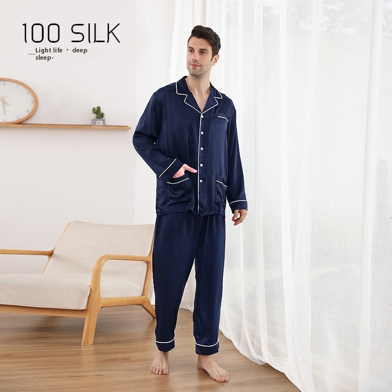 Men's Mulberry Silk Pajamas – Luxury Silk Nightwear with Lapel