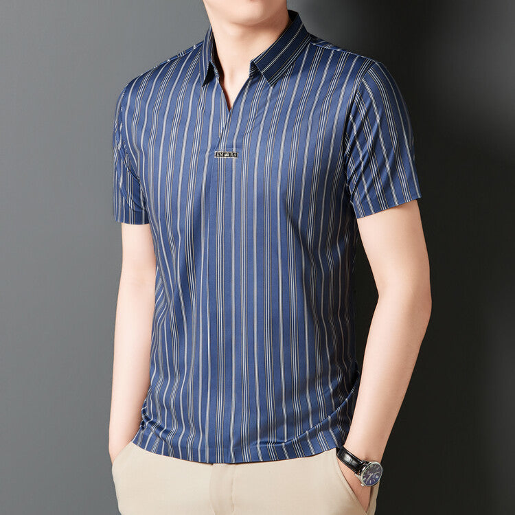 Men's Short-Sleeve Striped Shirt | Summer Leisure Lightweight Modern