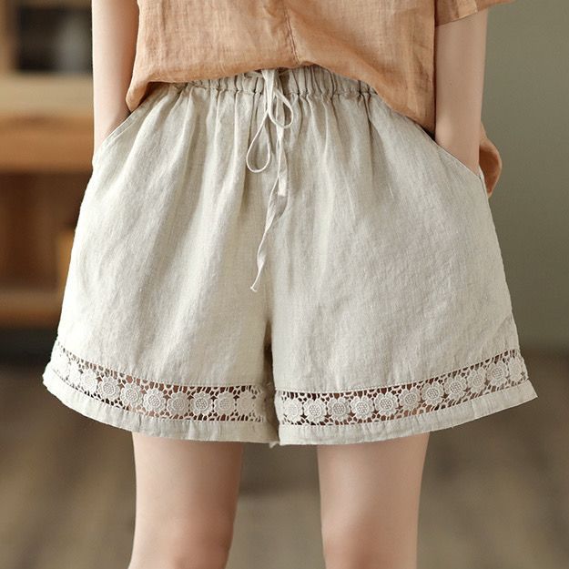 Women's Linen Trousers with Elastic Waistband – Airy & Stylish