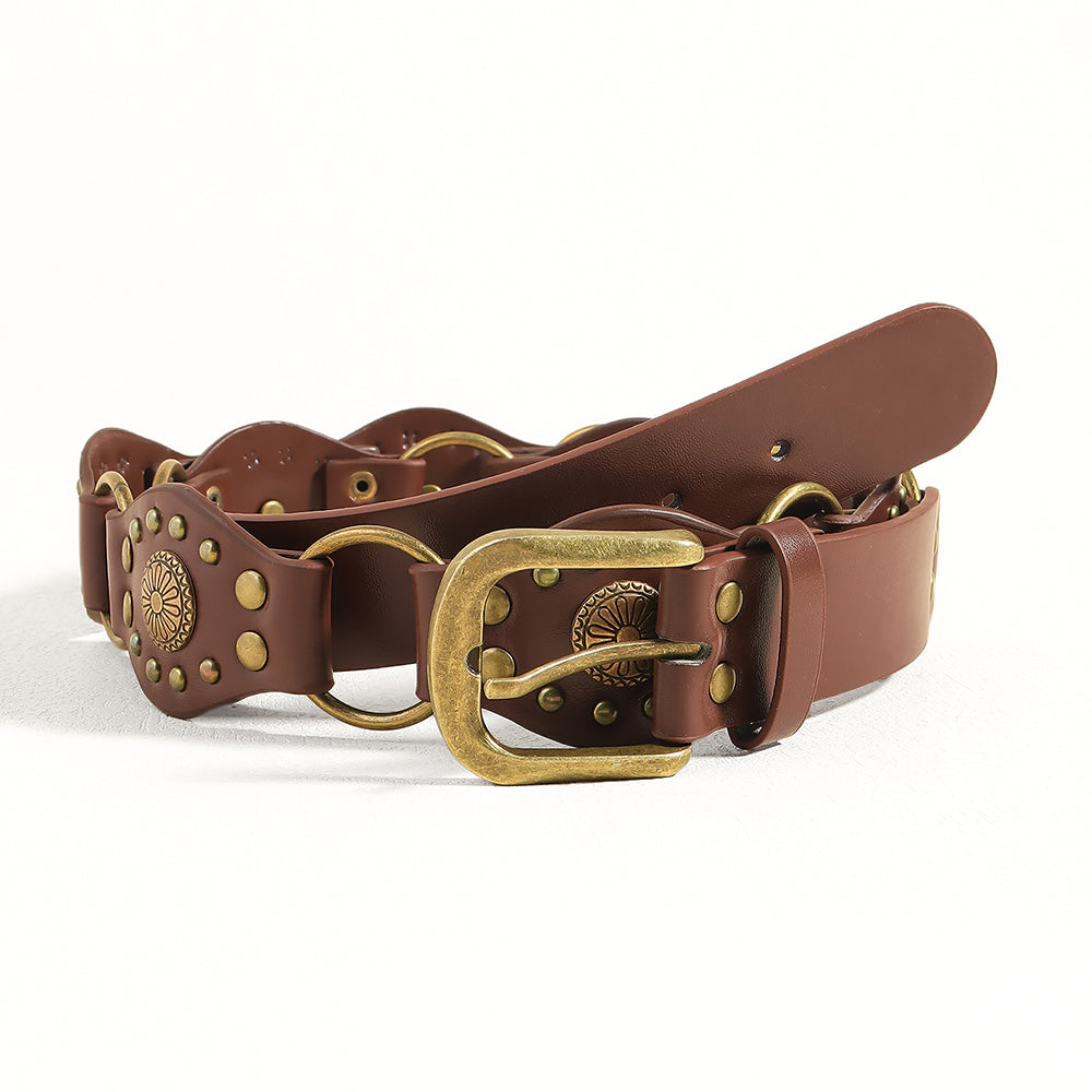 Vintage Belt Unisex | Studded Metal Buckle Punk Style