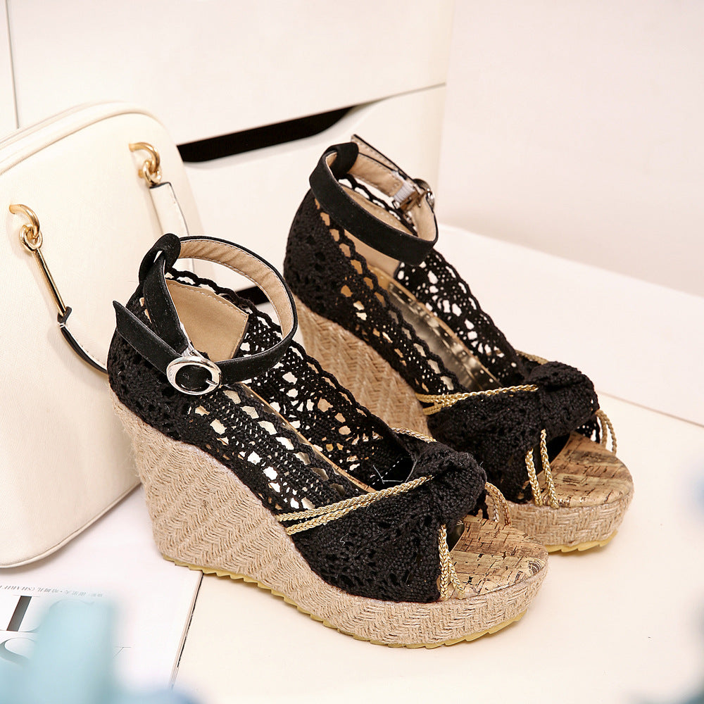Women's Wedge Sandals with Lace | Elegant Summer Sandals