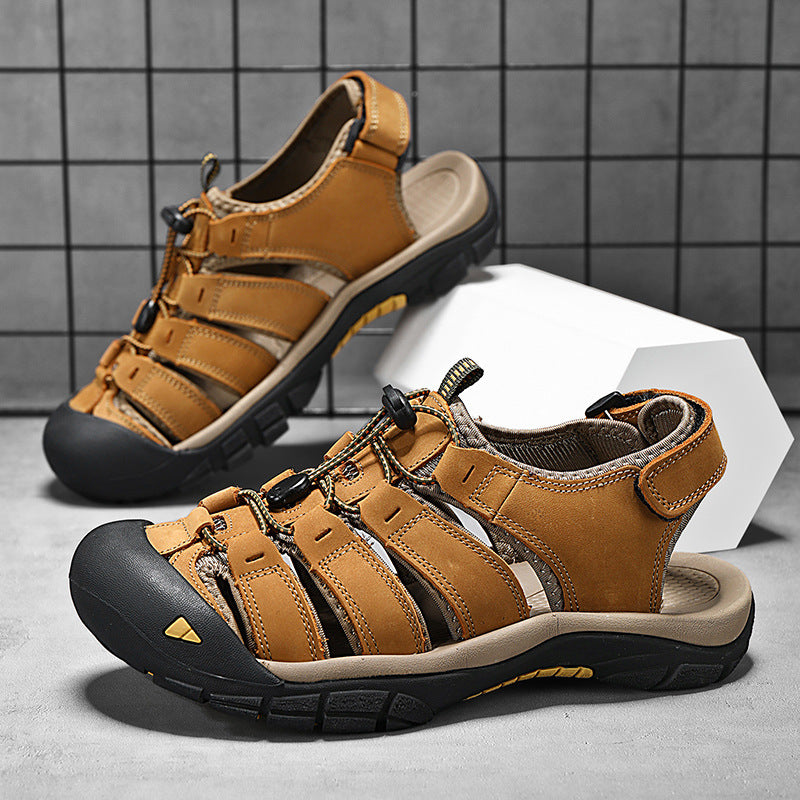 Men's XXL Genuine Leather Beach Sandals Premium Comfort Shoes