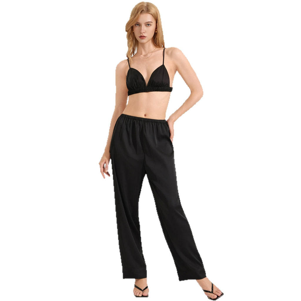 Women's Zebra Satin Pajama Set – Cami Top & Pants Summer Look