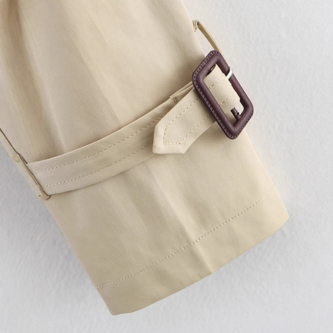 Short Women's Trench Coat with Belt – Elegant & Timeless Modern