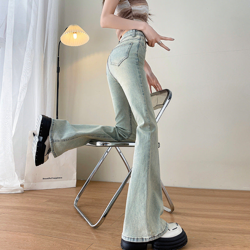 Women's Light Blue Flared Jeans in American Style – Trendy Flared Jeans