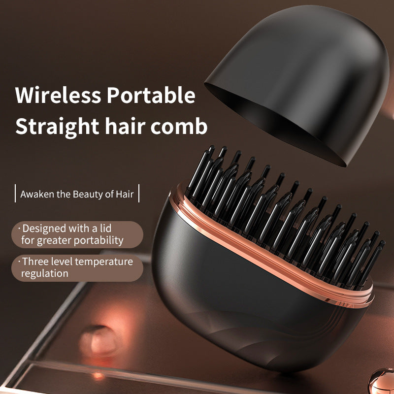 Kabellose Mini Glättungsbürste | Tragbarer Haarglätter Kamm für Perfektes Styling