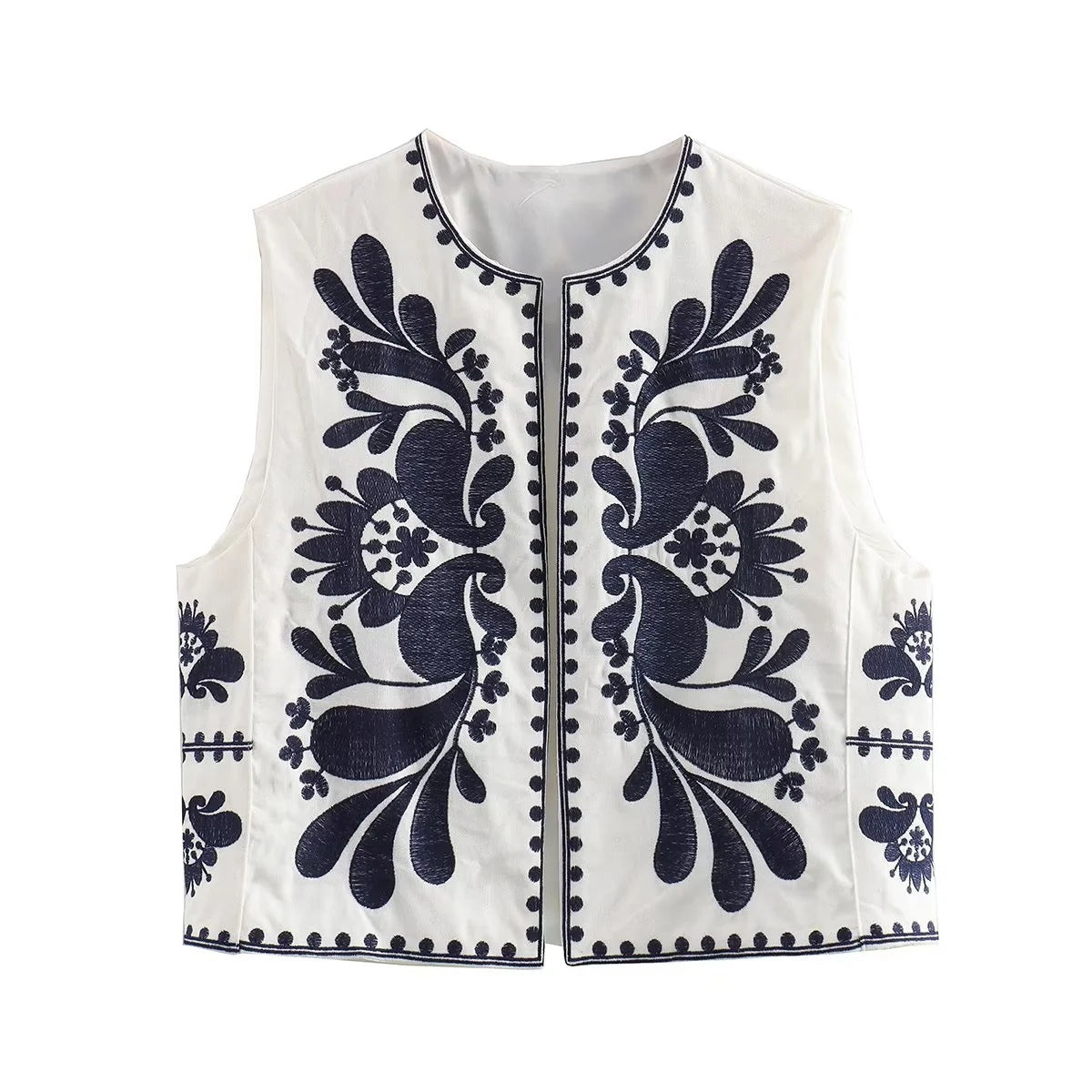Damen Stickerei Weste Elegant | Ärmelloses Vintage Boho Top