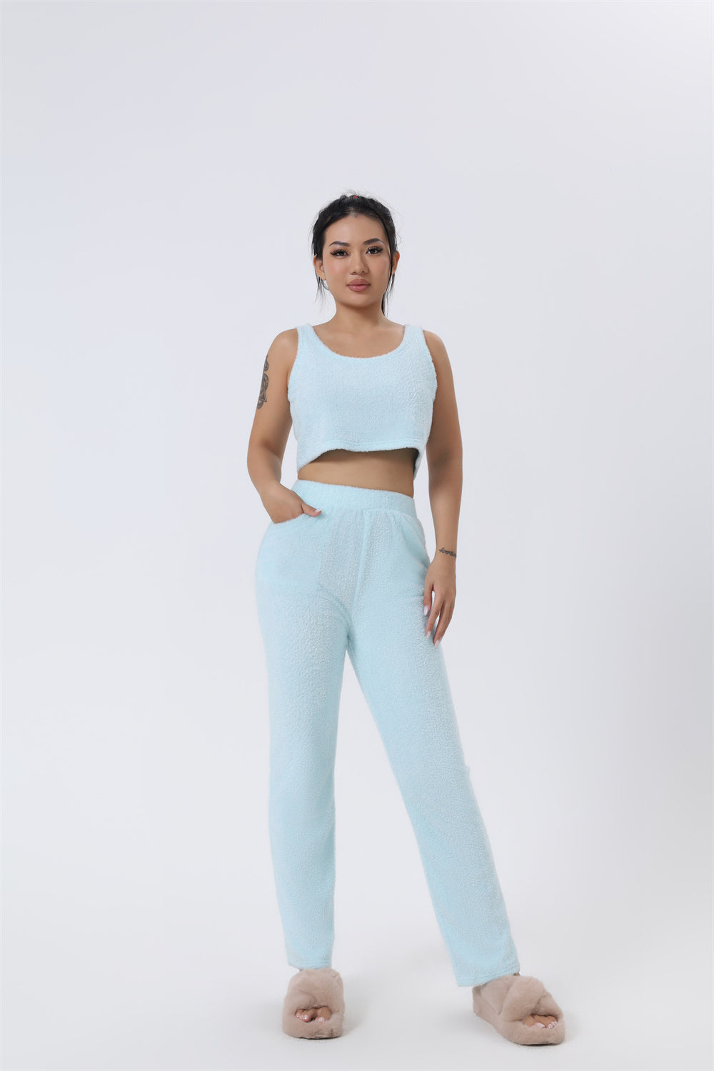 Women's Cuddly Pyjama 3-Piece Set – Warm Loungewear Winter Comfort Suit