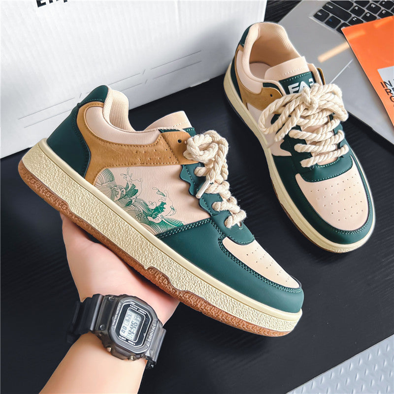 Herren Plateau Sneaker Schnürschuhe Weich Atmungsaktiv Freizeit