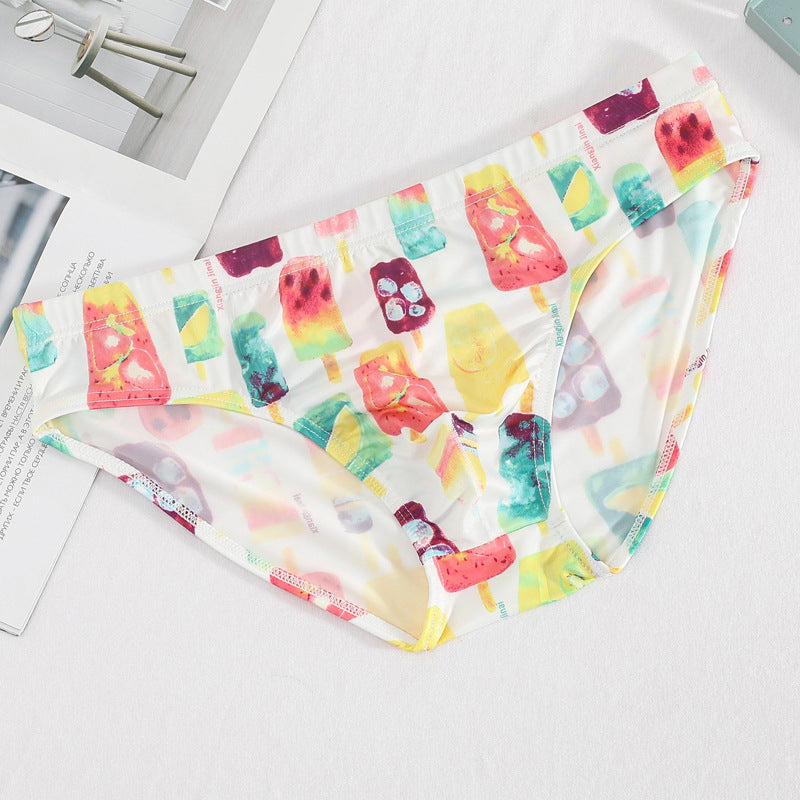 Herren Ice Silk Slips – Atmungsaktive Dünne Unterwäsche mit Print