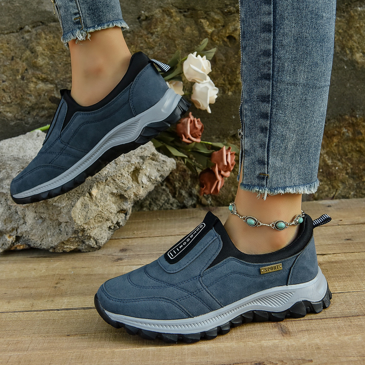 Damen Slip-On Sportschuhe – Komfort Walking Running Sneaker