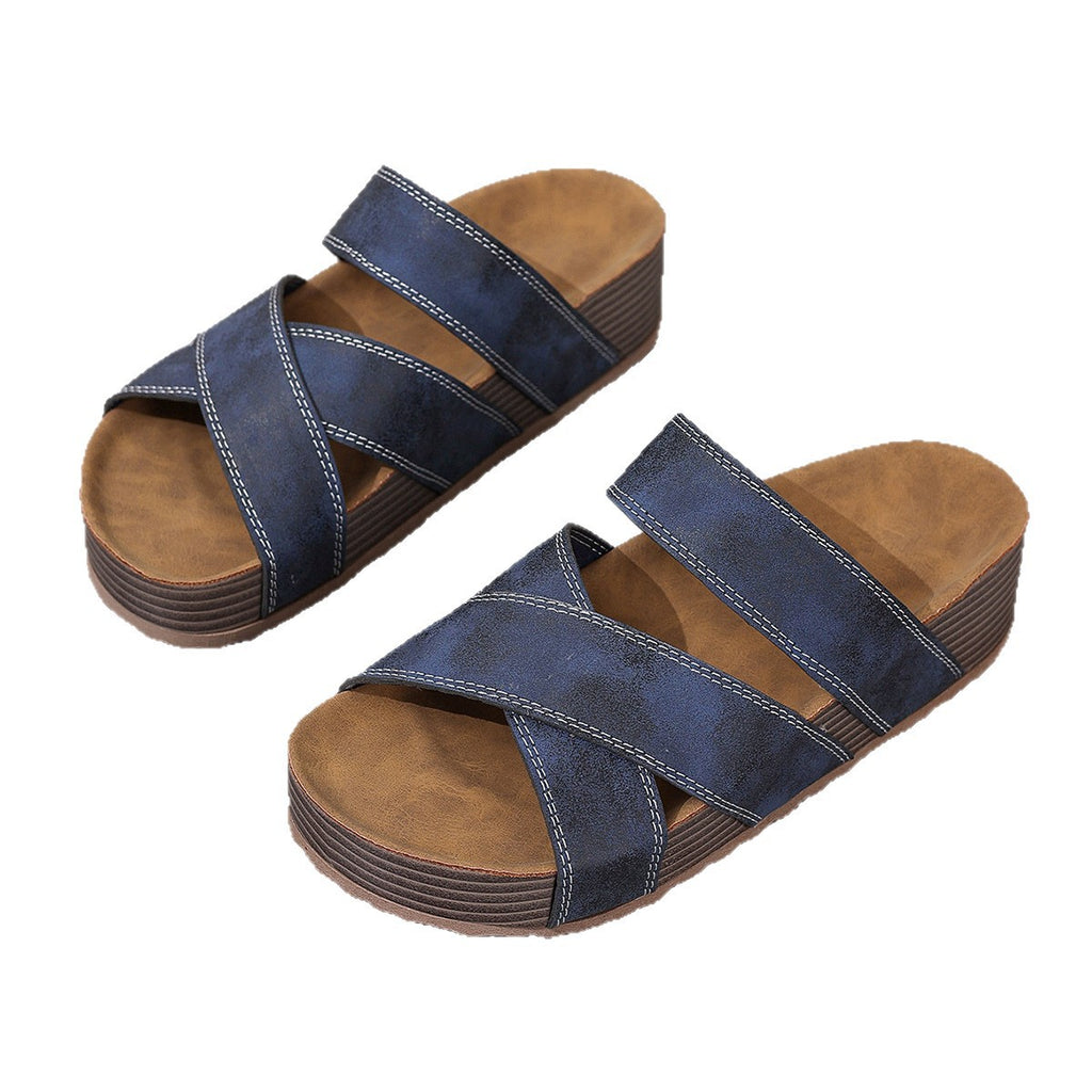 Women's Retro Beach Slides - Flat Comfort Beach Slippers