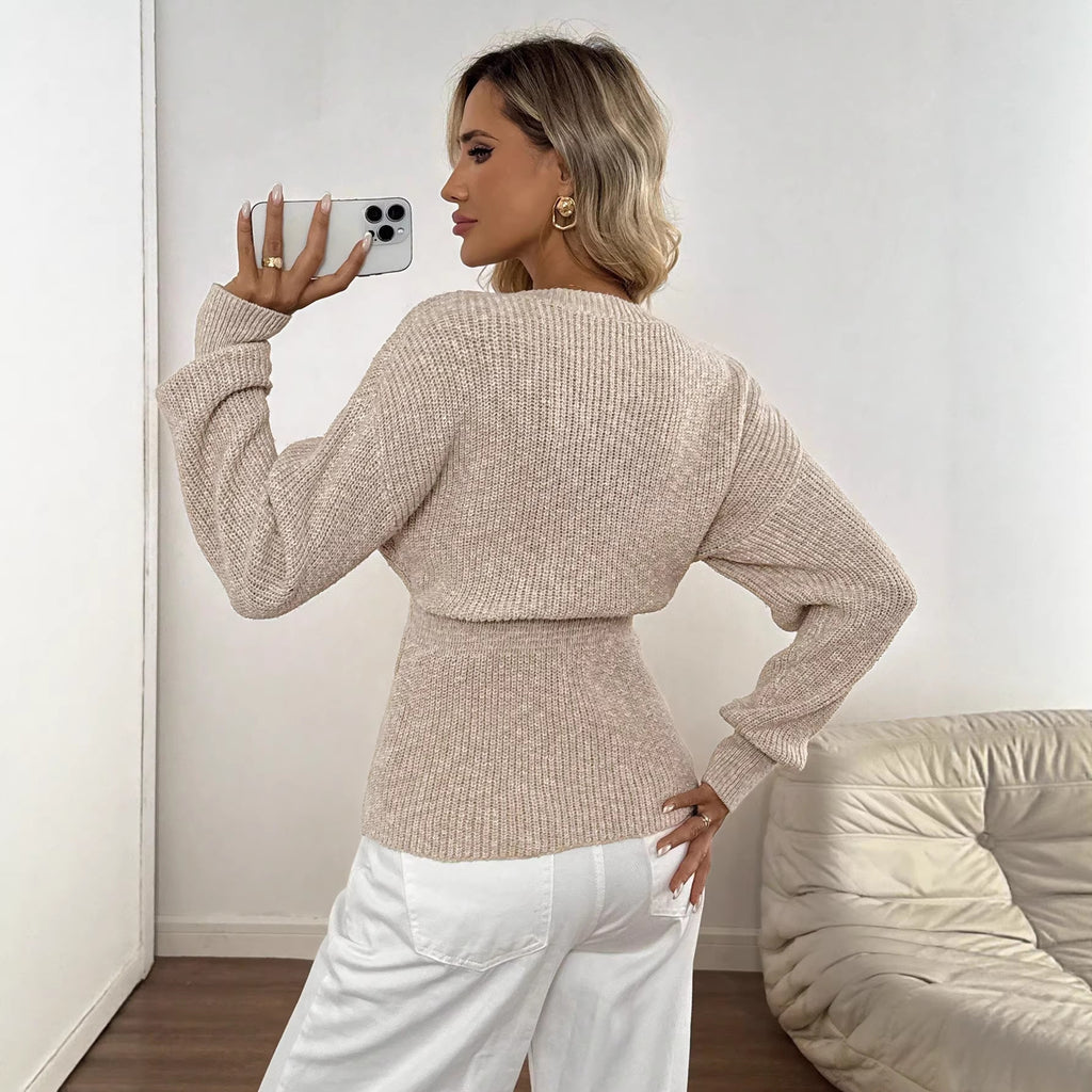 Elegante V-Ausschnitt Strickjacke – Knopfleiste Damen Cardigan