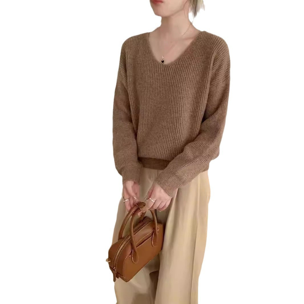 Women's V-Neck Sweater – Long-Sleeve, Elegant & Timeless Basic