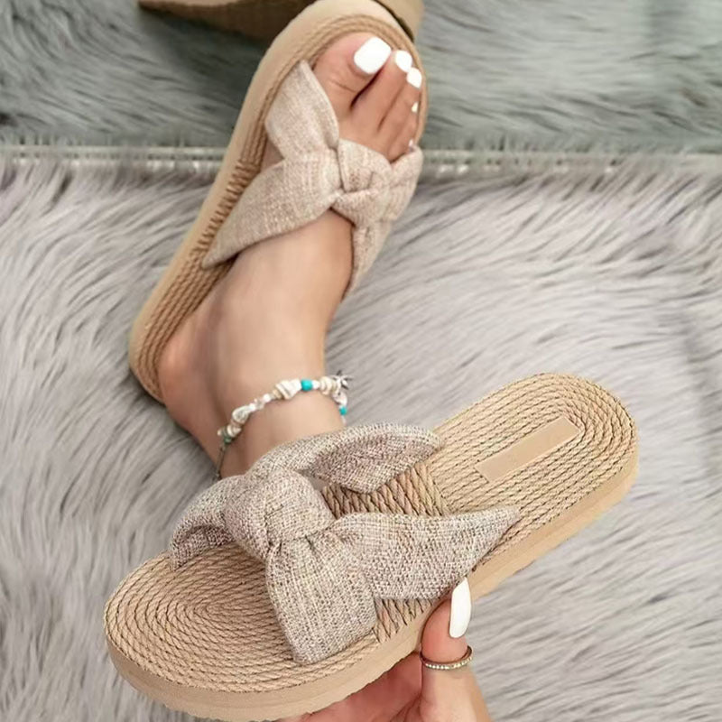 Women's Sandals with Bow - Breathable Summer Shoes Round Toe