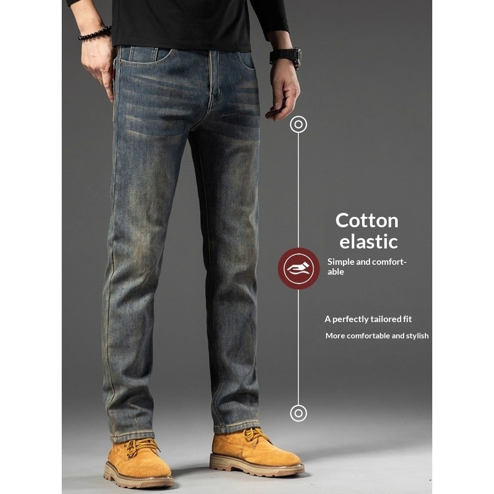 Men's Retro Fabric Trousers Slim Fit – Straight Cut Casual Trousers