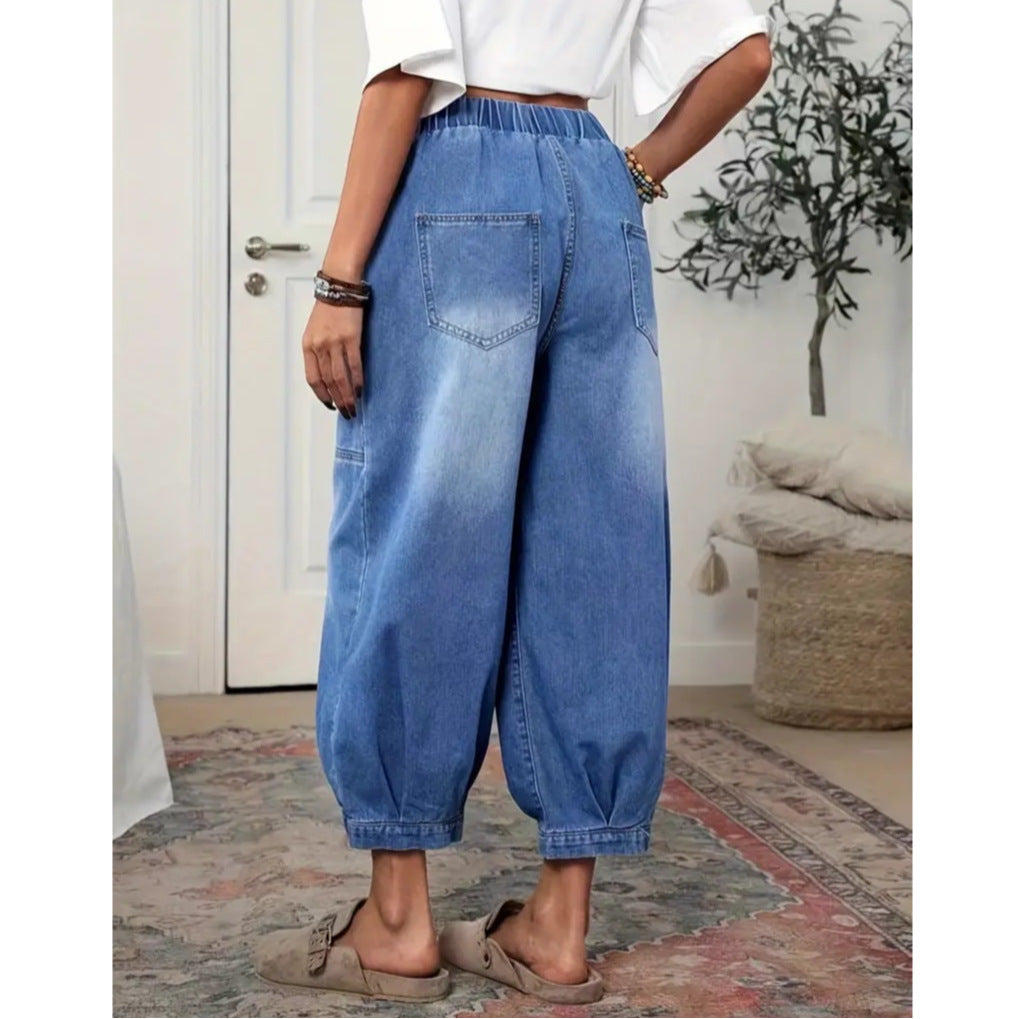 Women's High Waist Capri Jeans in Retro Style – Elegant Denim Pants
