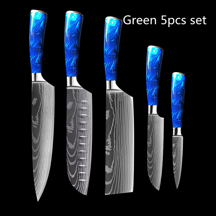 Chef Knife 8 Inch | Kitchen Knife Blue Resin Handle Stainless Steel