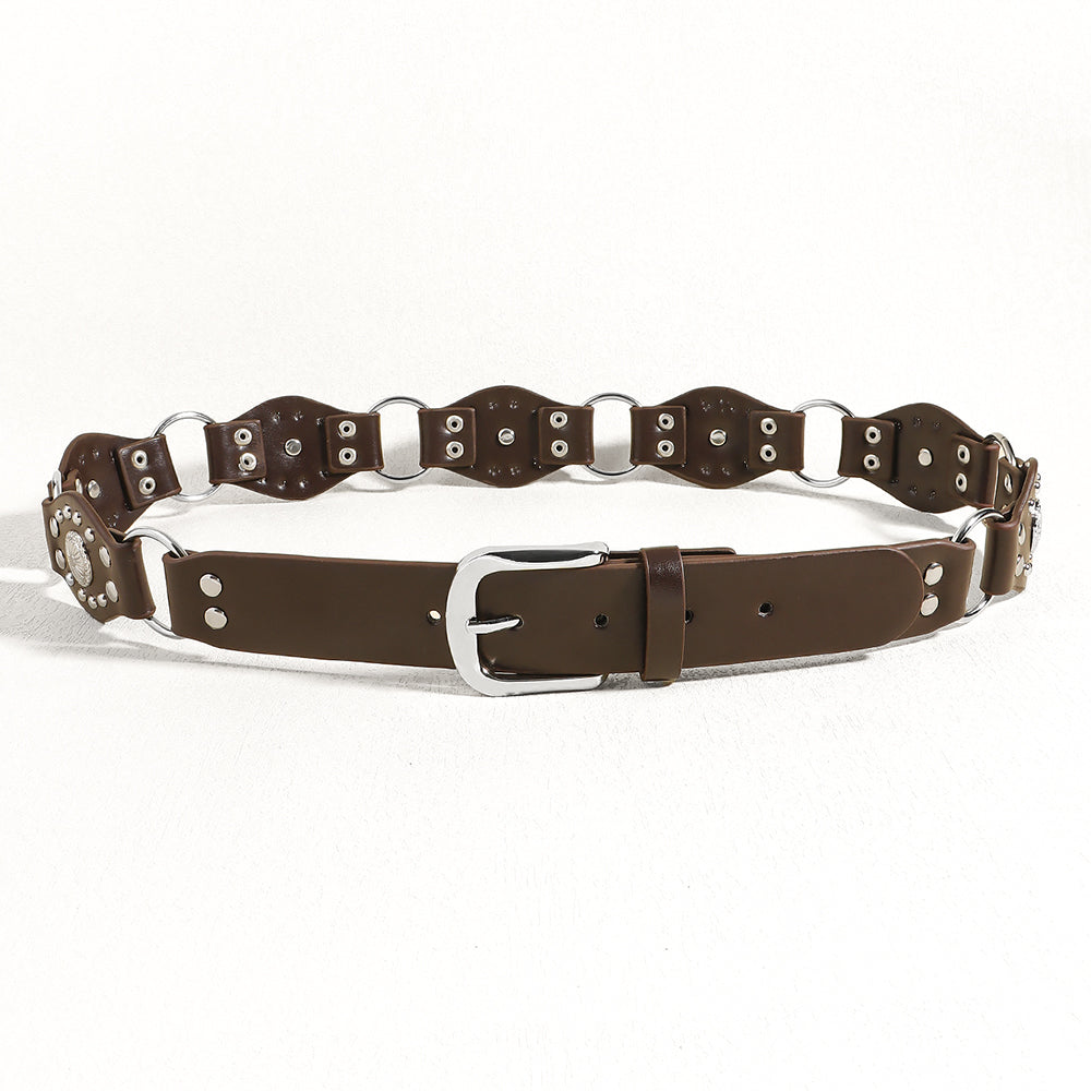 Vintage Belt Unisex | Studded Metal Buckle Punk Style