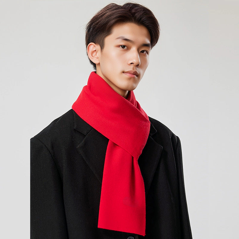 Men's wool scarf plain knit warm elegant versatile
