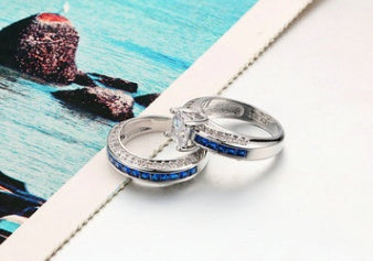 Modern Ladies' Ring with Square Zircon – Platinum Plated
