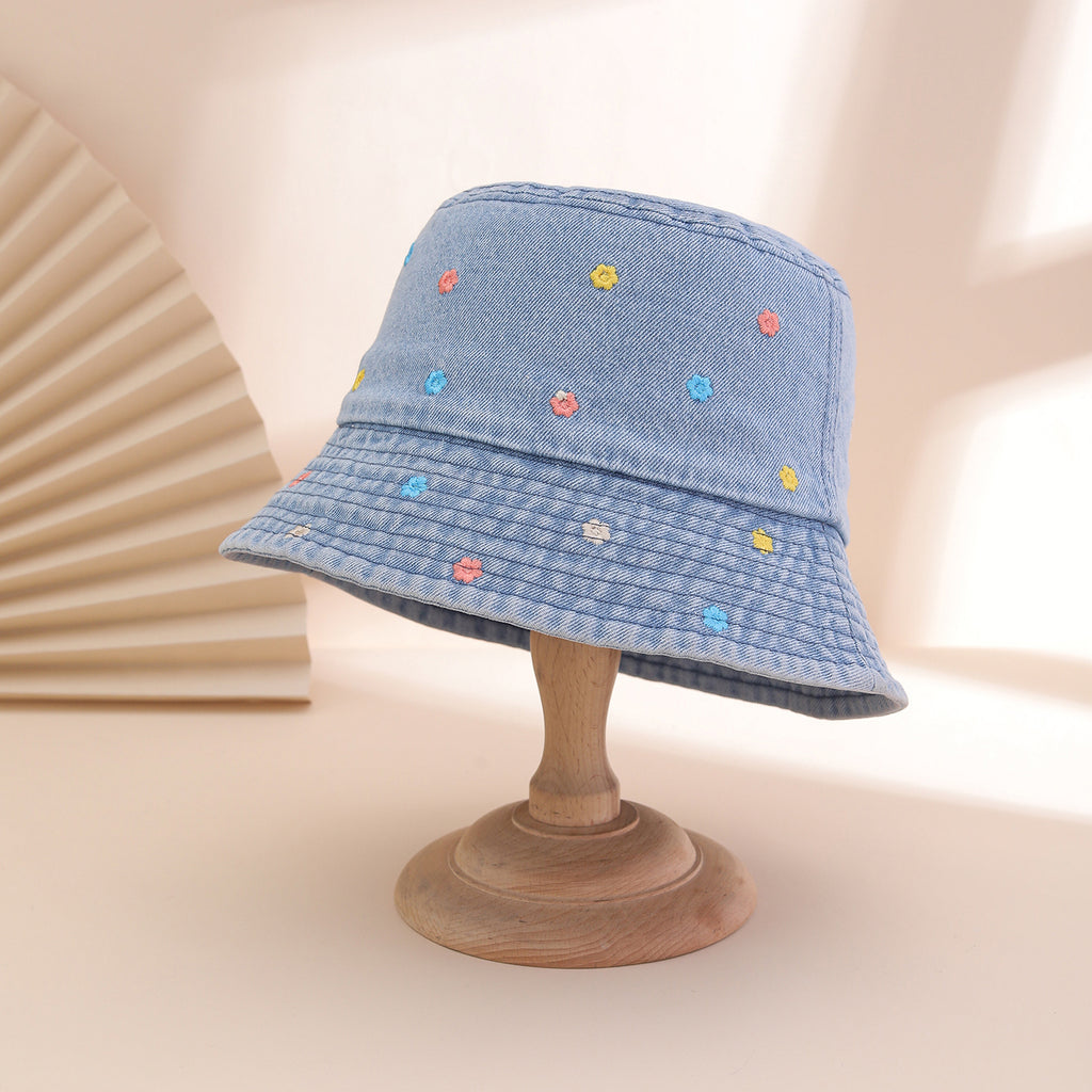 Women's Fisherman Hat with Floral Embroidery – Korean Style Bucket Hat