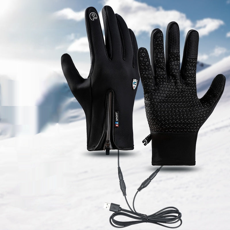 USB Heated Gloves Warm Windproof Waterproof Winter Outdoor