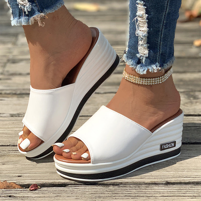 Damen Keilsandalen Fish Mouth | Cut Out Sommer Strand Schuhe