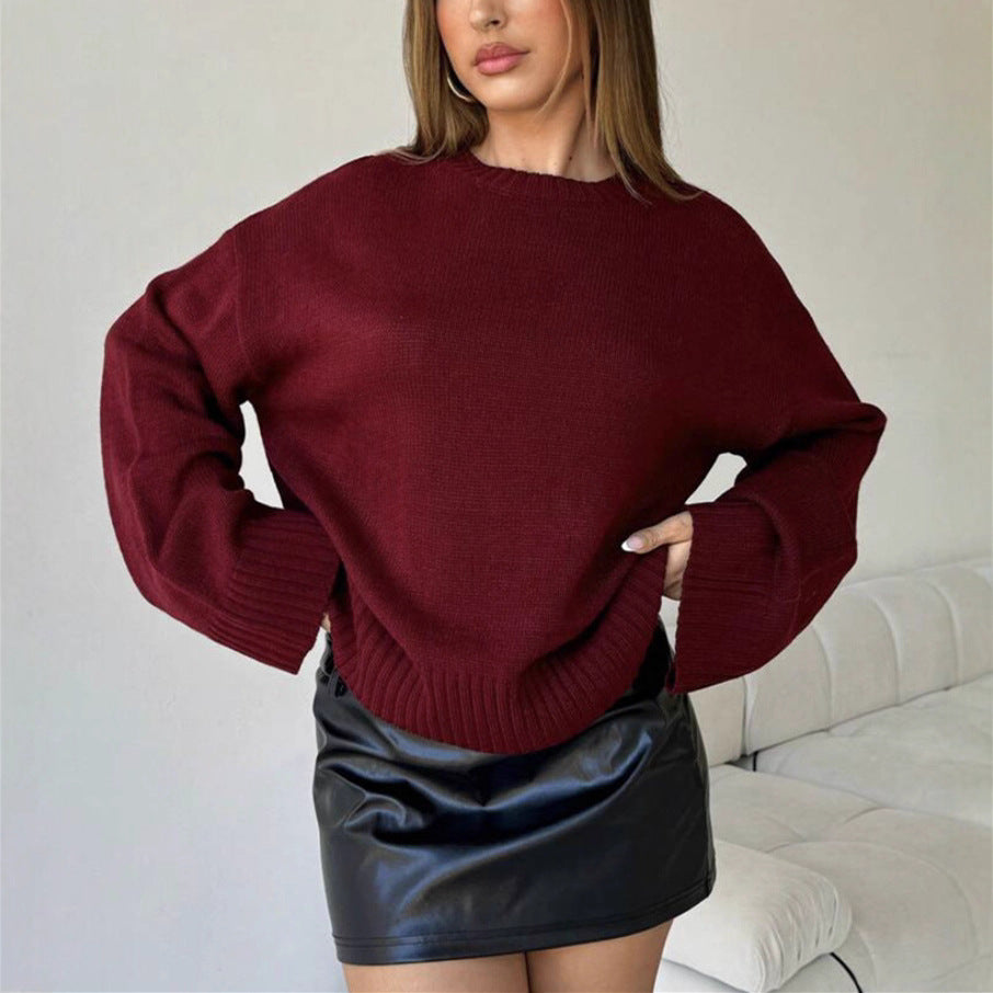 Warm Knitted Jumper for Women – Loose Winter Pullover with Round Neck