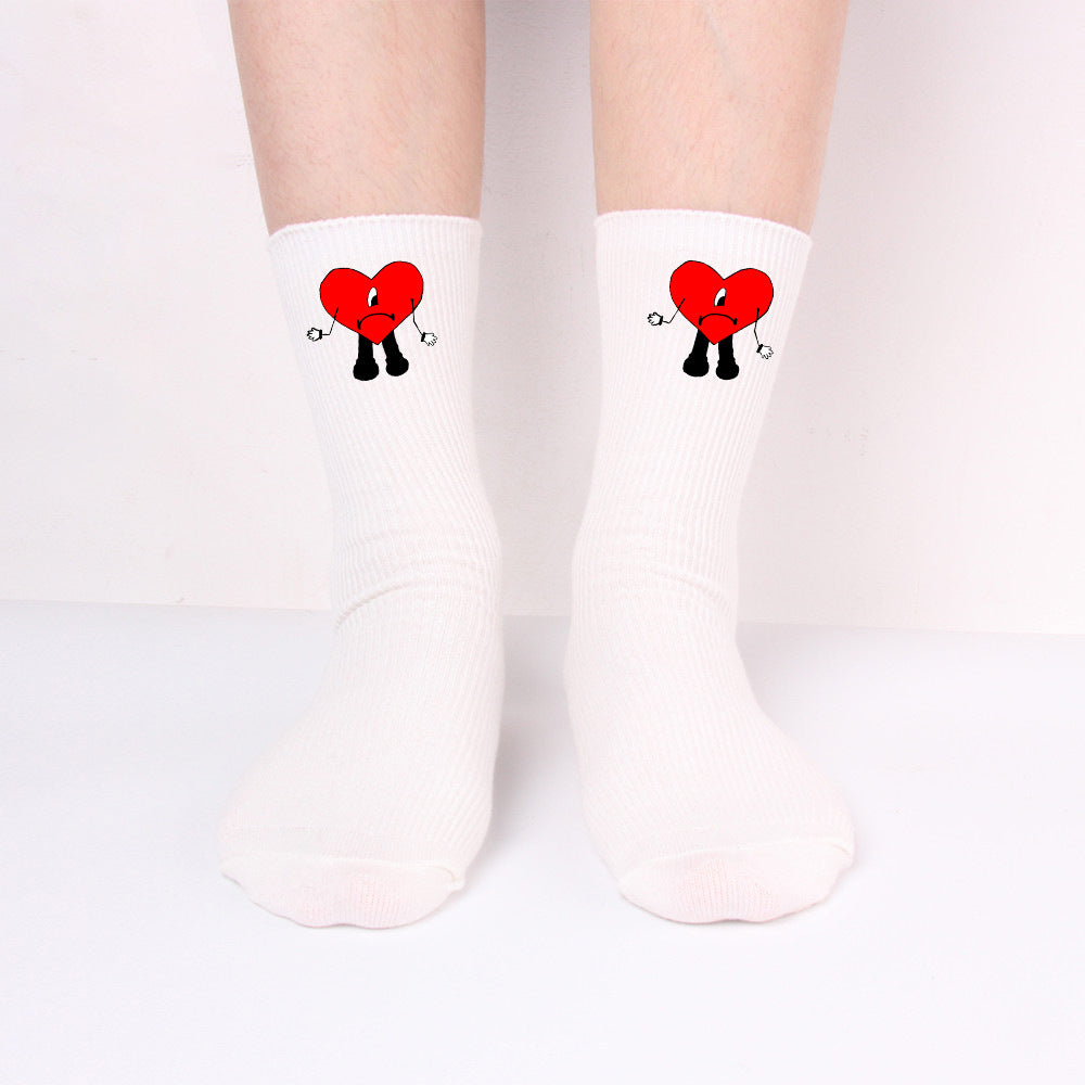 Unisex Rabbit Baumwollsocken Lang – Schwarz Weiß Trend Socken
