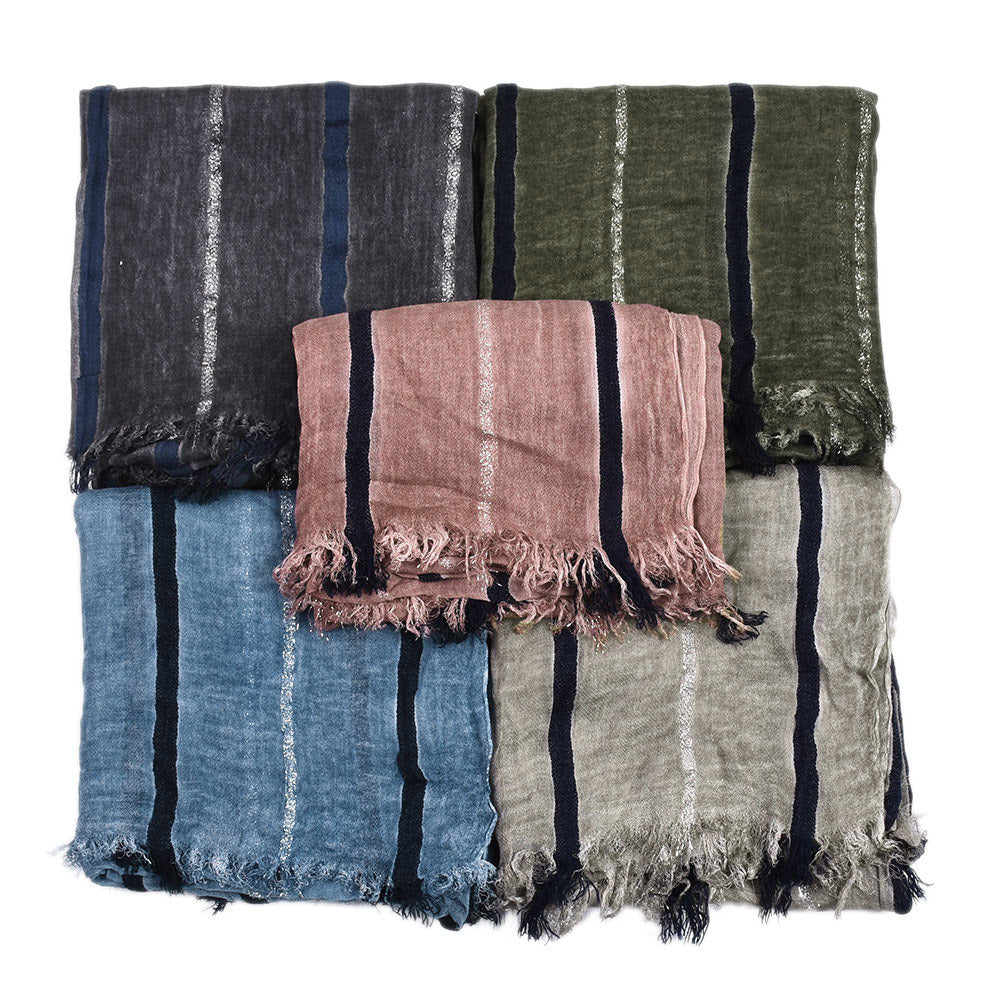 Men's Scarf Retro Gold Thread Stripes Elegant Gentleman Style