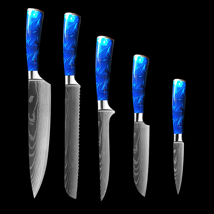 Chef Knife 8 Inch | Kitchen Knife Blue Resin Handle Stainless Steel