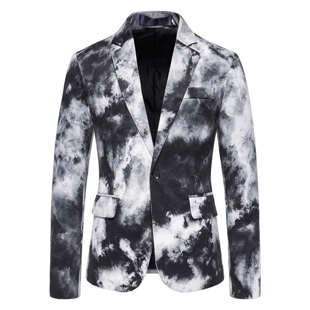 Herren Print Sakko Single Breasted – Modische Casual Anzugjacke
