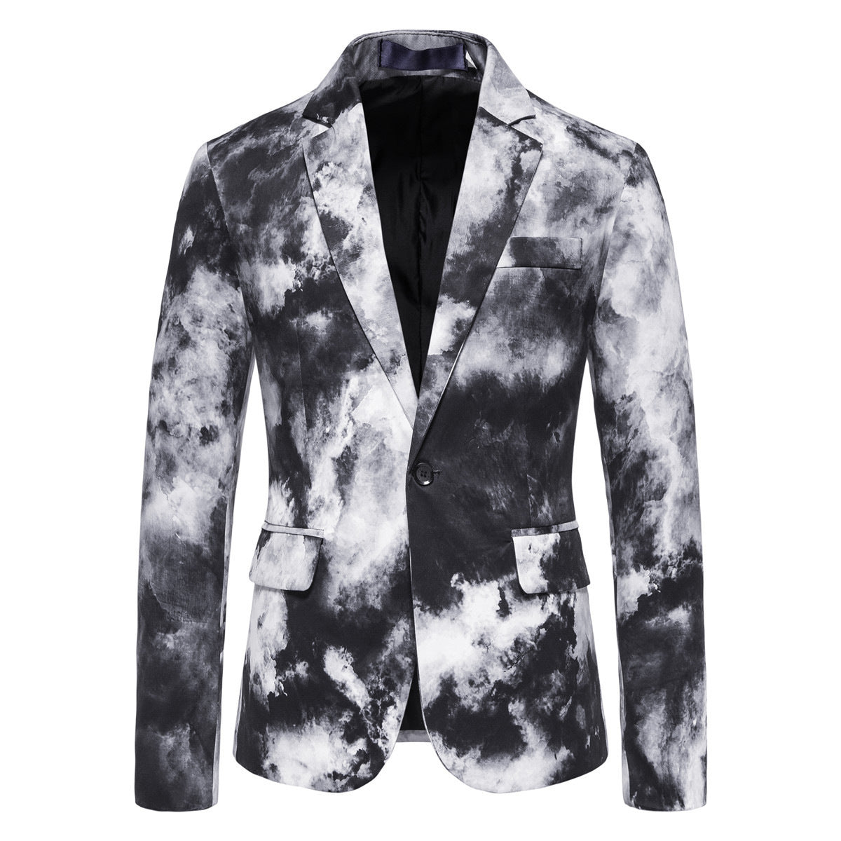 Men's Printed Single-Breasted Blazer – Fashionable Casual Suit Jacket
