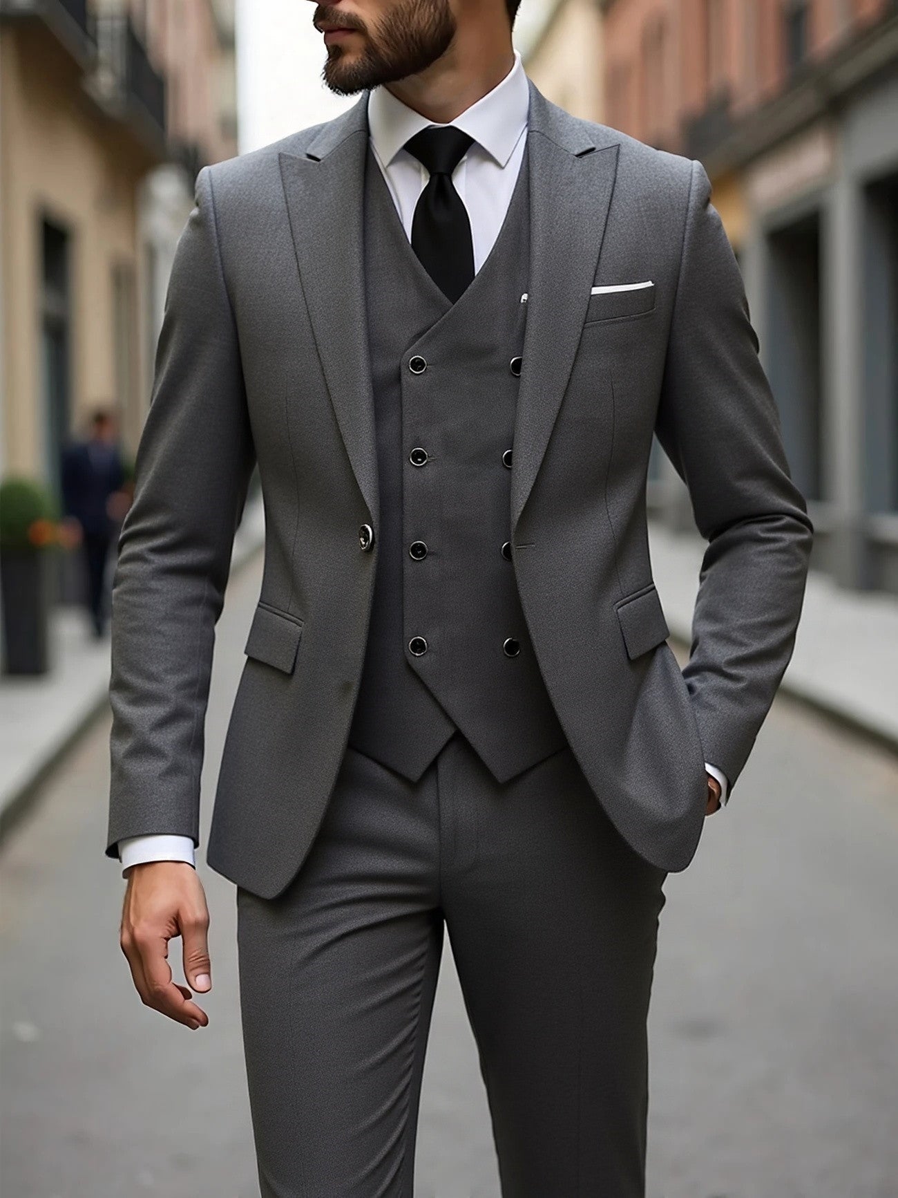 Men's Three-Piece Business Suit - Double-Breasted Premium Set
