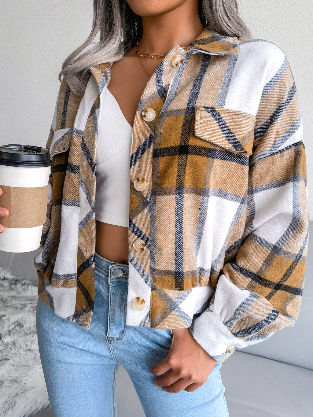 Checked Women's Wool Coat | Elegant Winter Jacket with Style