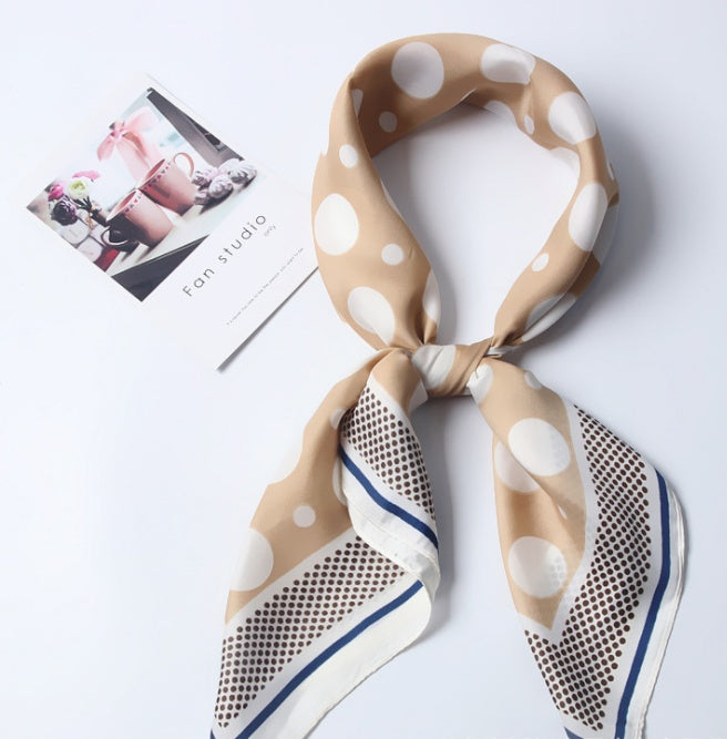 Women's Silk Scarf Square Polka Dot Neck Scarf Hair Scarf Elegant
