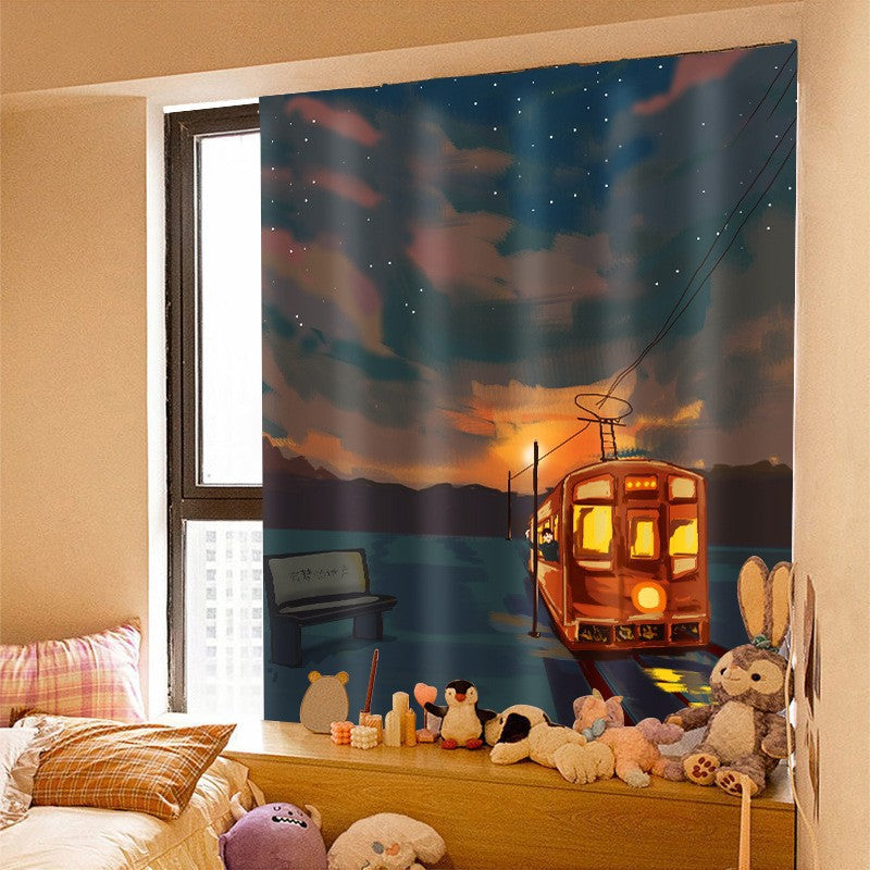 Children's Curtain Velcro Cartoon | Cabinet Curtain without Drilling