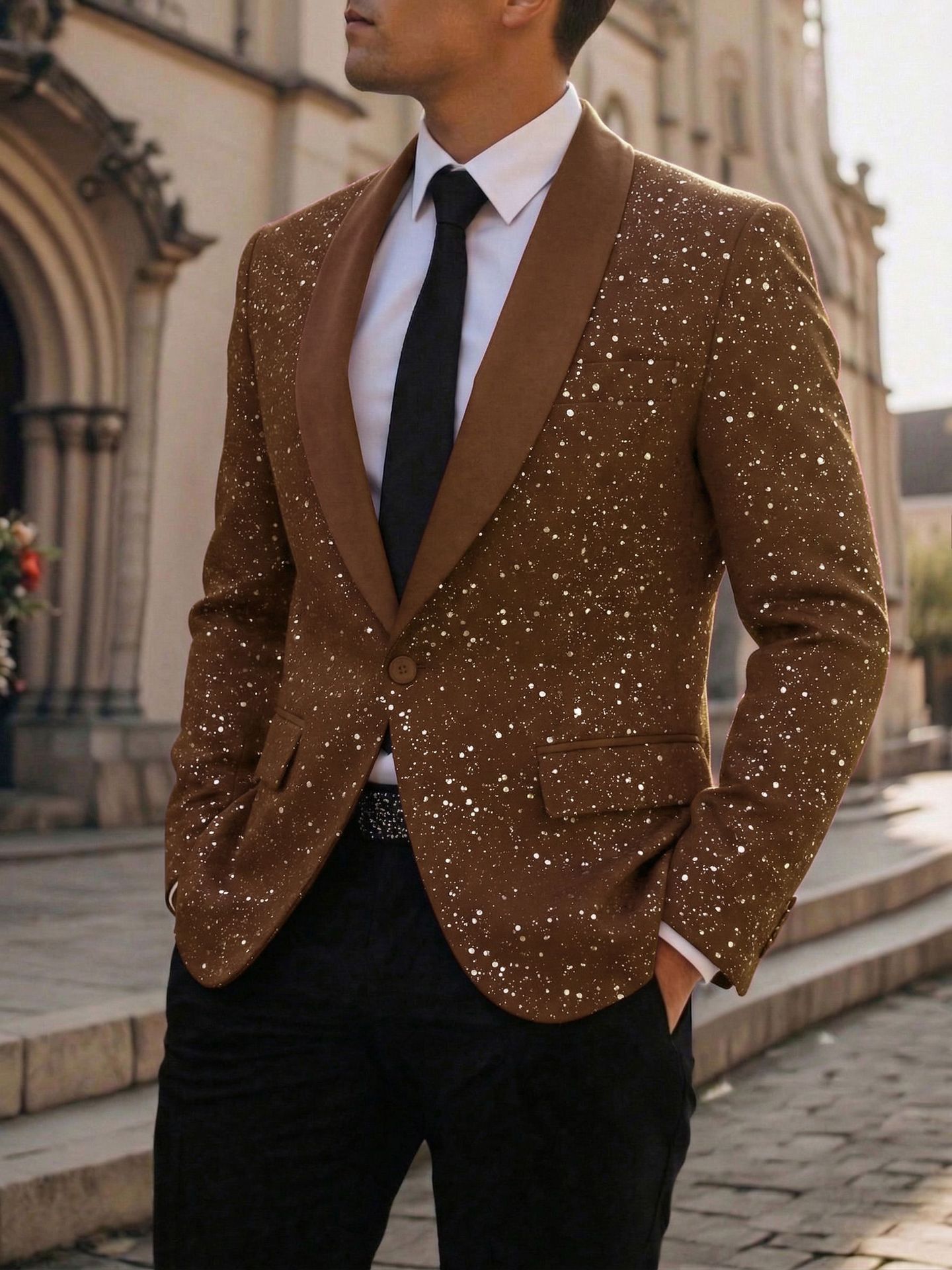 Men's Shiny Blazer Casual – Elegant Party Suit Jacket for Events