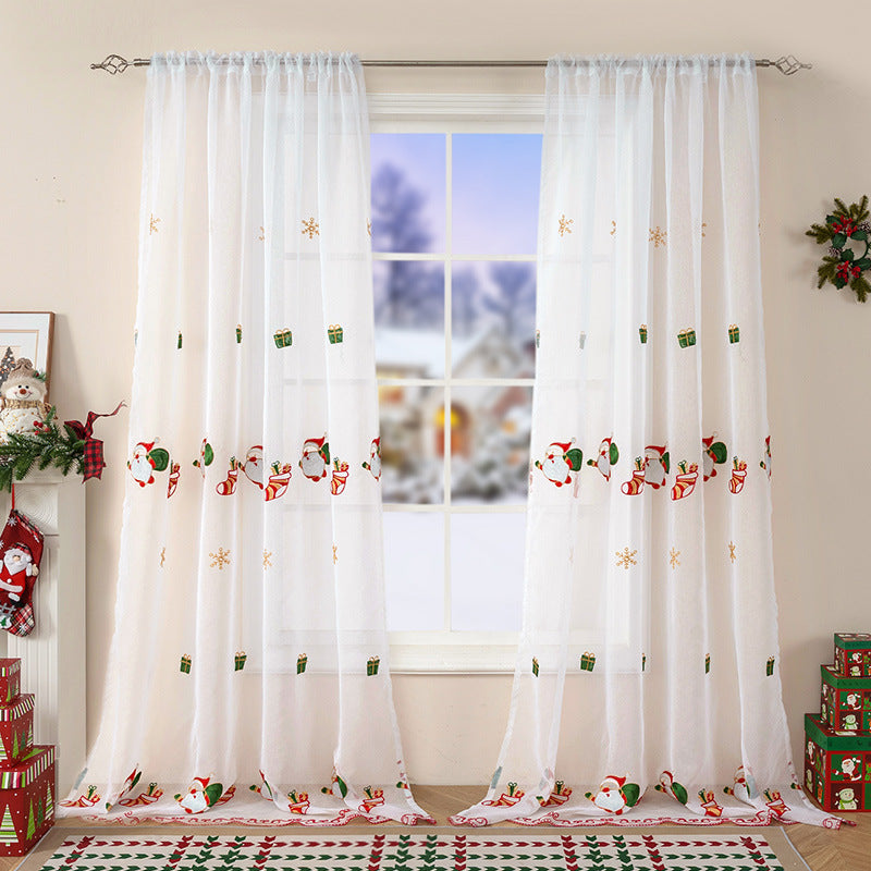 Christmas Curtain Embroidery | Festive Elegant Fir Tree