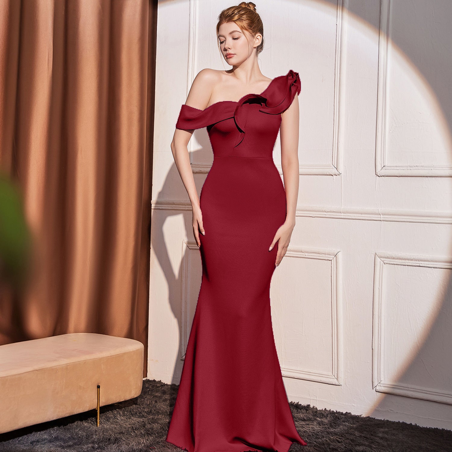 Luxury One-Shoulder Evening Dress | Elegant Maxi Dress with Slit