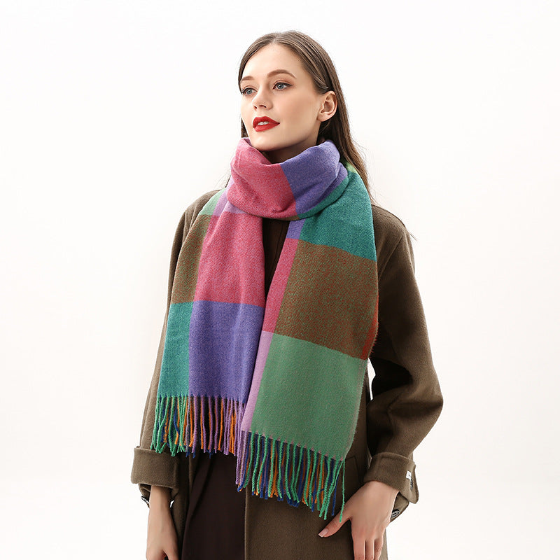 Women's Winter Plaid Scarf Warm Soft Large Shawl Wrap