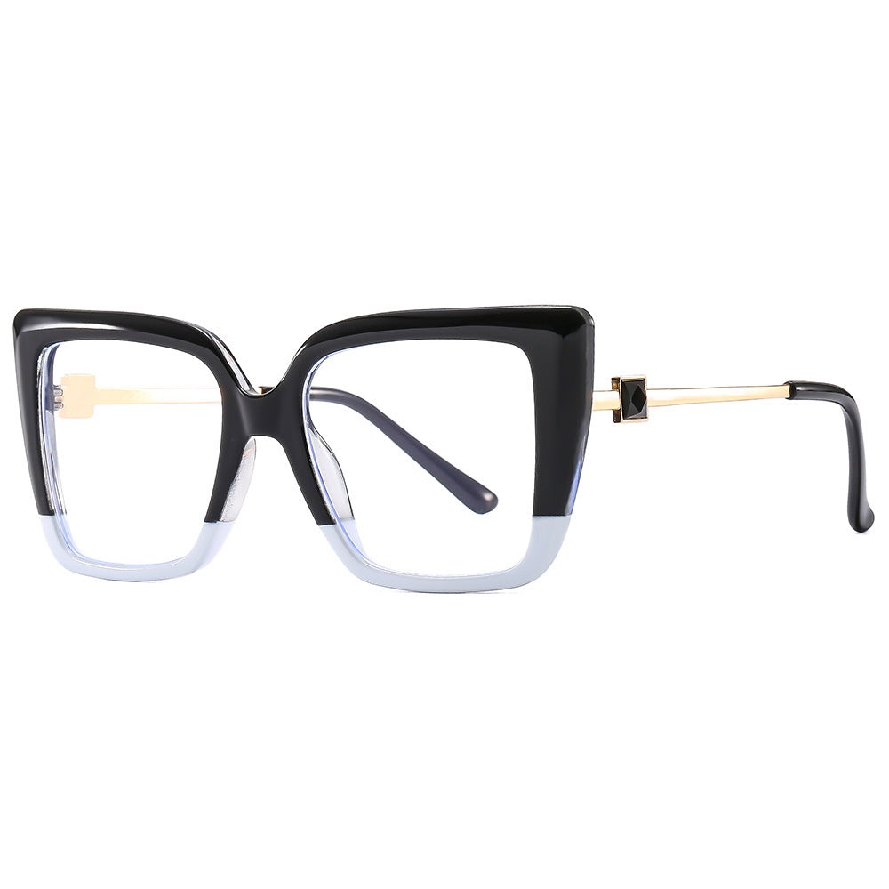 Luxuriöse Cat-Eye Damenbrille mit Strass | Große Farbige Statement-Fassung