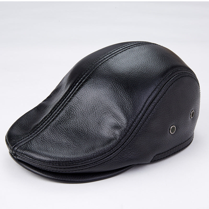 Men's Leather Beret | Ear Protection Warm Elegant Style