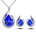3er Schmuckset mit Strass – Wassertropfen Halskette & Ohrringe