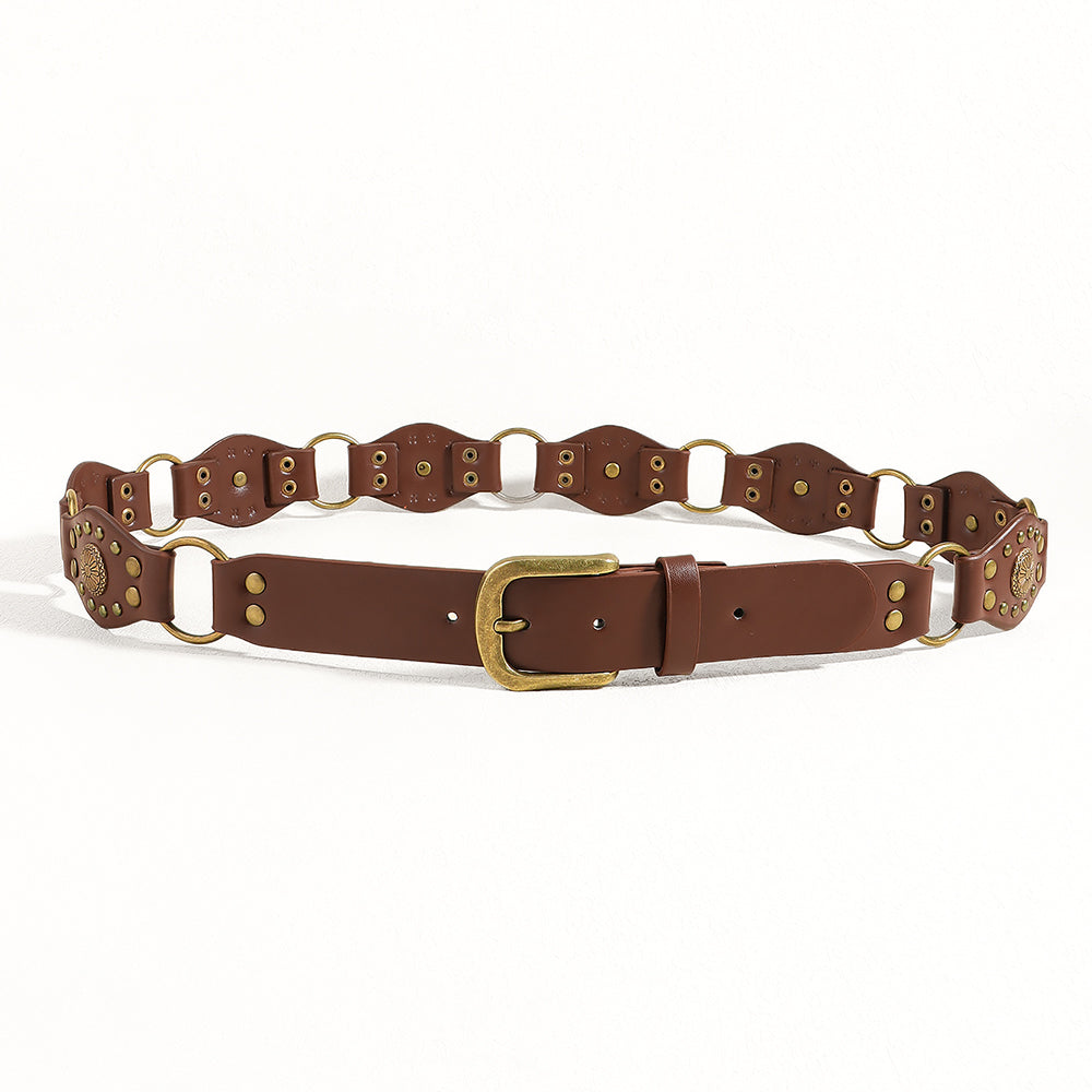 Vintage Belt Unisex | Studded Metal Buckle Punk Style