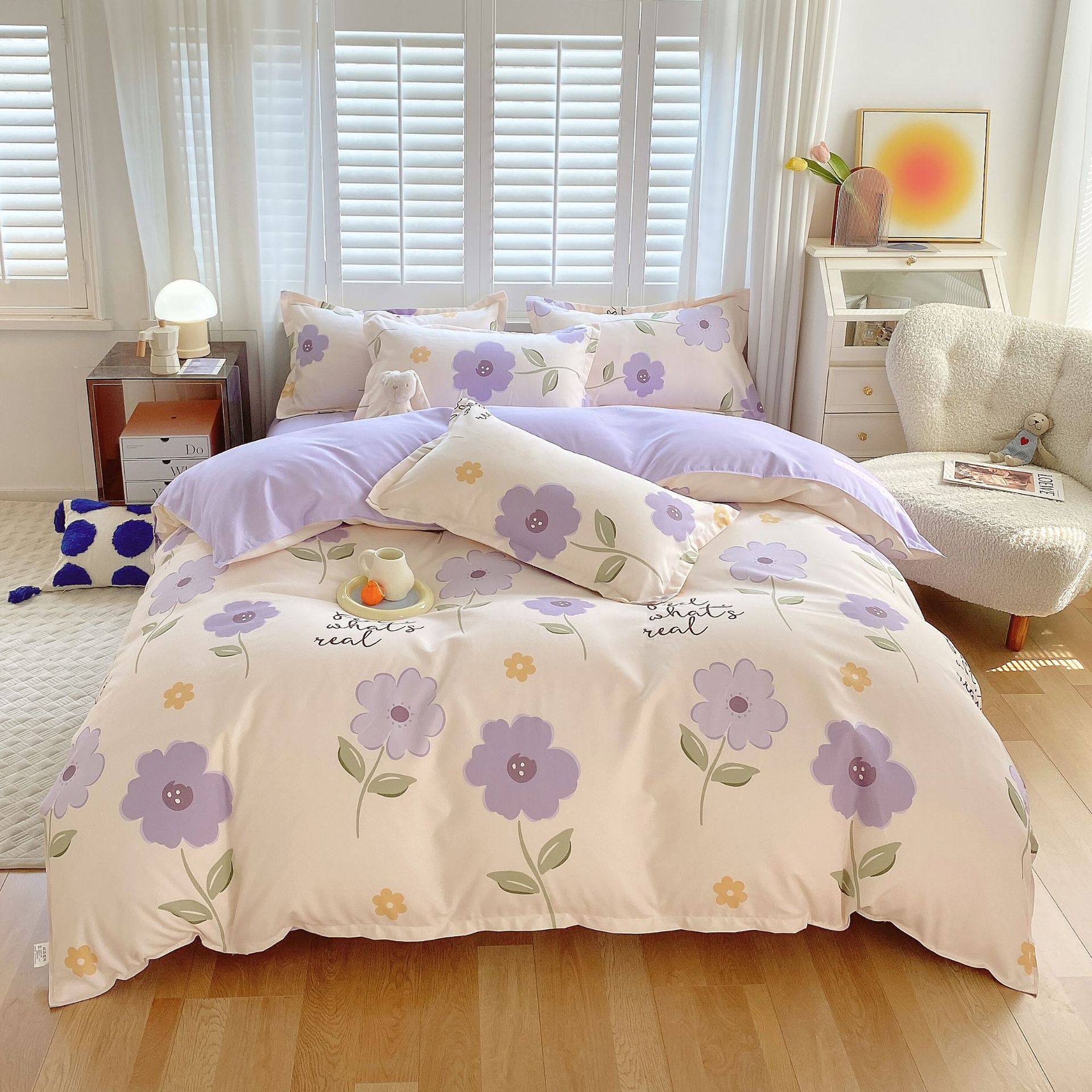 4-piece thick cotton bedding set | warm durable easy-care
