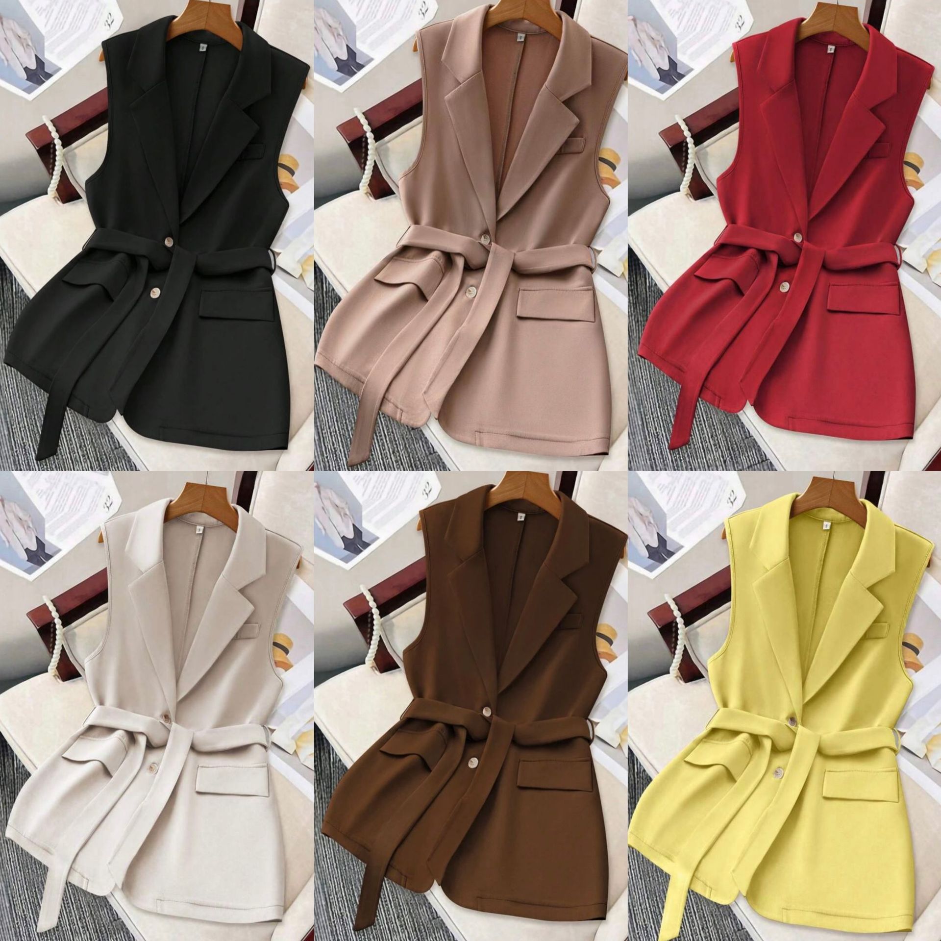 Damen Blazer-Weste mit Bindeband – Locker, Elegant & Modern