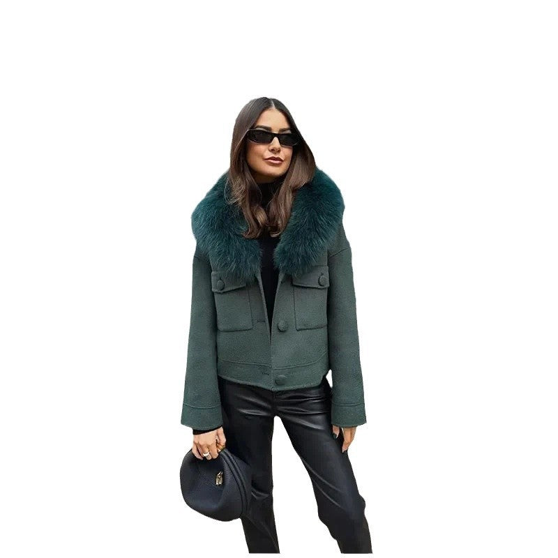 Elegante Damen Fliegerjacke mit Fellbesatz – Vintage Stil