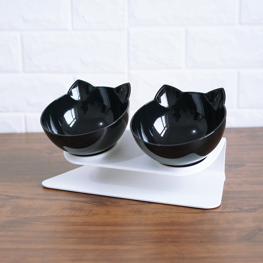 Double Bowl Dog Cat | Elevated Non-Slip Feeder Set